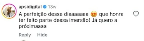 Comentário real de participante, print 1